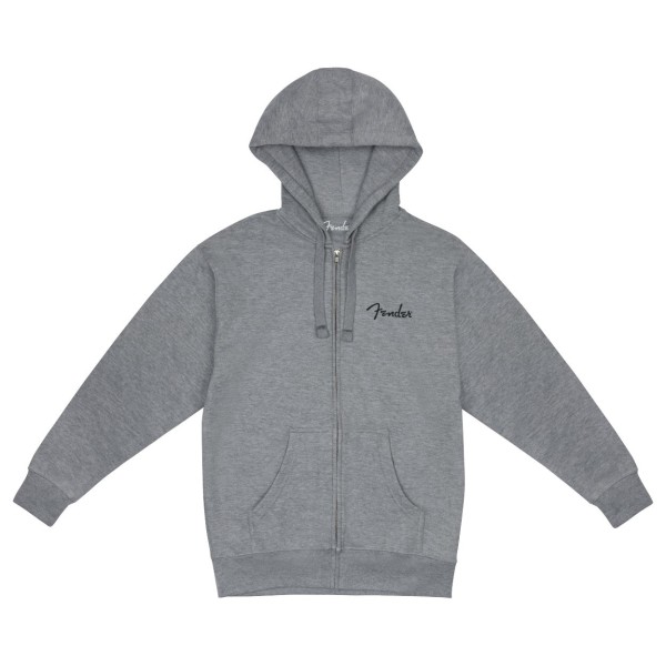 Fender Spaghetti Small Logo Zip Front Hoodie, Athletic Gray, XL - front