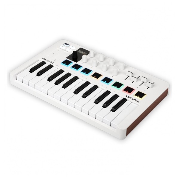 MiniLab 3 MIDI Keyboard, White - Angled
