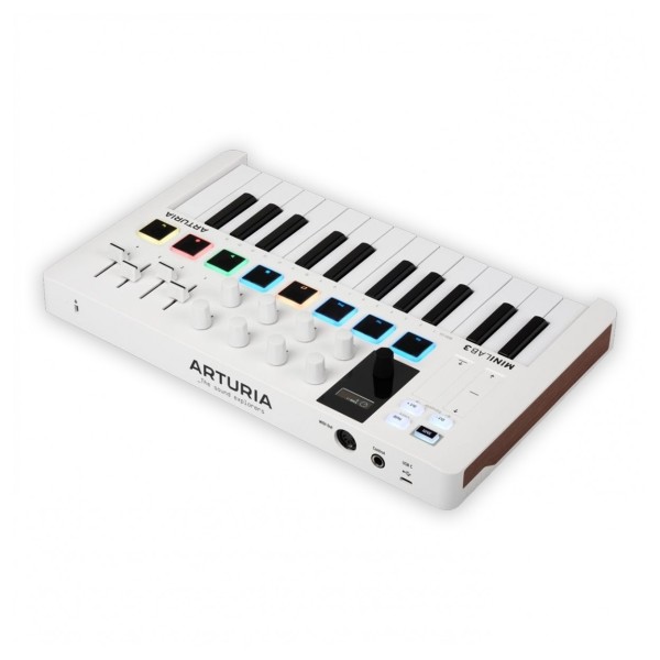 Arturia MiniLab MIDI Keyboard, White - Angled Rear