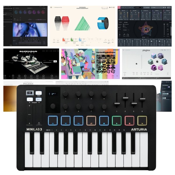 Arturia MiniLab 3, Black With Komplete 15 Standard Upgrade for Komplete Select (Boxed) - Bundle