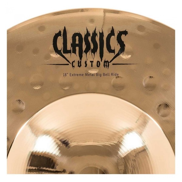Meinl Classics Custom Extreme Metal 18'' Extra Big Bell Ride Cymbal & Gear4music Boom Stand, Black