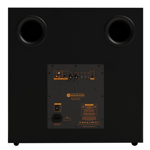 Monitor Audio Vestra W15 Subwoofer Speaker, Black - rear 