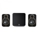 Q Acoustics 3020c Bookshelf Speaker & Q B12 Subwoofer 2.1 Speaker Bundle, Black - 