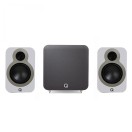 Q Acoustics 3020c Bookshelf Speaker & Q SUB80 Subwoofer 2.1 Speaker Bundle, White