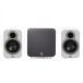 Q Acoustics 3020c Bookshelf Speaker & Q SUB80 Subwoofer 2.1 Speaker Bundle, White - main bom
