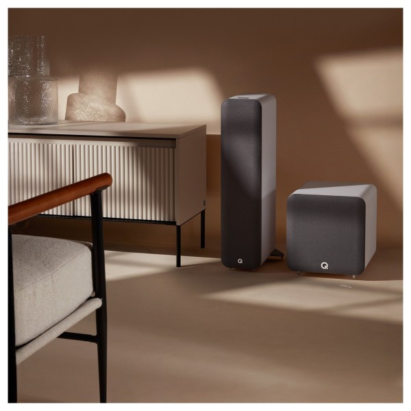 Q Acoustics Q SUB80 Subwoofer, Satin White - lifestyle 2 
