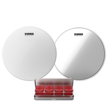 Evans Power Centre Reverse Dot Snare Drum, Hazy 300 & EQ PODS Pack, 14''