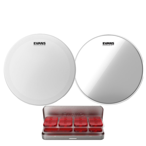 Evans HD Coated Snare Drum, Hazy 300 & EQ PODS Pack, 14''