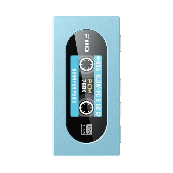 FiiO KA15 Portable DAC and Headphone Amplifier, Blue - Front face and screen