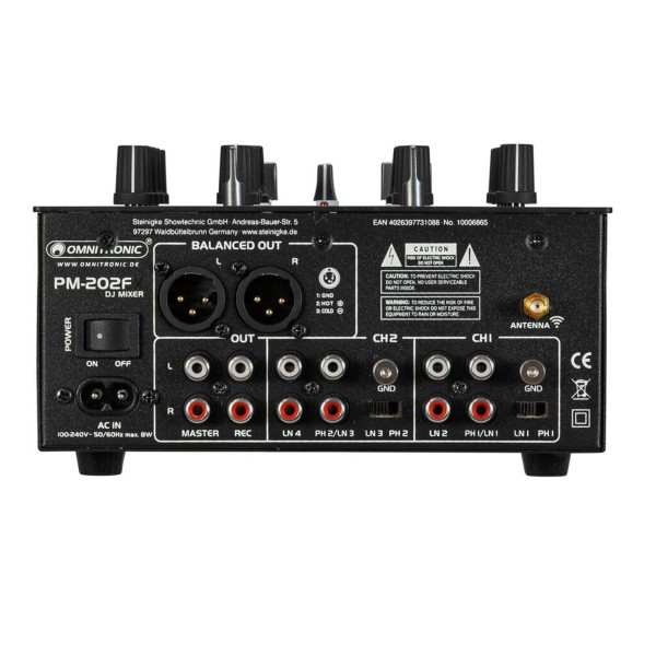 Omnitronic PM-202F, Rear