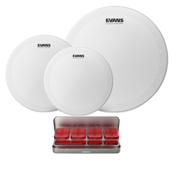 Evans HD Dry Fusion Tom Pack 10", 12", 14" Heads & EQ PODS