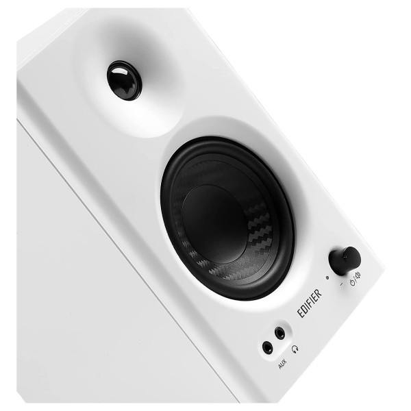 Edifier MR4 2.0 Monitor Reference Speaker System, White - angle lean 