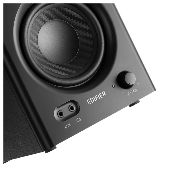 Edifier MR4 2.0 Monitor Reference Speaker System, Black - connections big angle 