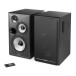 Edifier R2750DB Active 2.0 Bluetooth Bookshelf Speaker Set, Black - High angle, showing remote control and grille