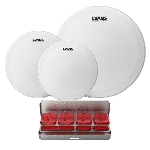Evans HD Dry Rock Tom Pack 10", 12", 16" Heads & EQ PODS