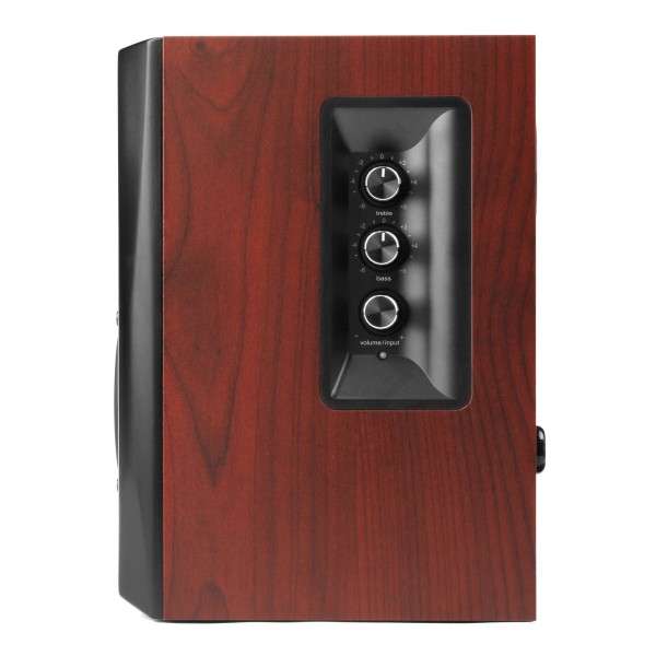 Edifier S350DB 2.1 Active Bluetooth Multimedia Speaker System, Brown - Side view of satelite speaker