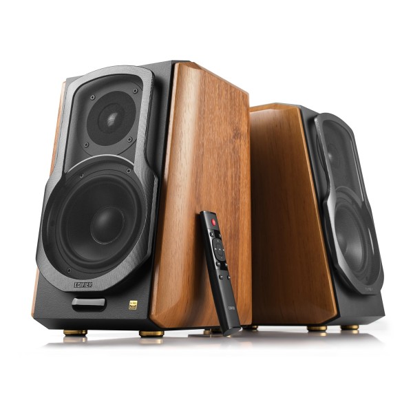 Edifier S1000MKII Hi-Res Audio Active 2.0 Bluetooth Bookshelf Speaker Set, Brown