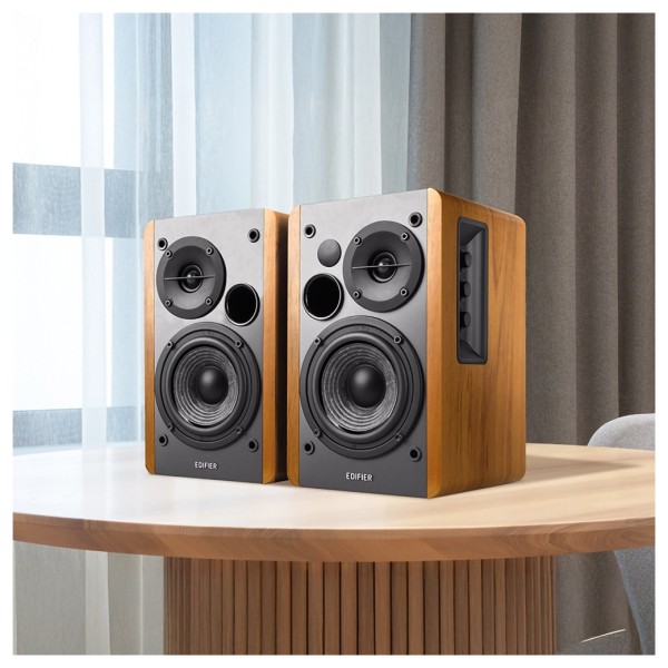 Edifier R1280T Active 2.0 Bookshelf Speaker Set, Brown - lifestyle 1 