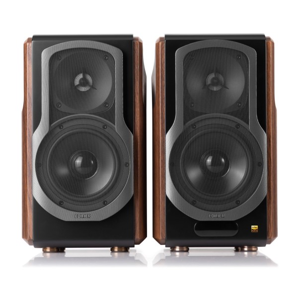 Edifier S2000MKIII Hi-Res Audio Active 2.0 Bluetooth Bookshelf Speaker Set, Brown - Front view