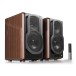 Edifier S2000MKIII Hi-Res Audio Active 2.0 Bluetooth Bookshelf Speaker Set, Brown - Side angle, with grilles attached