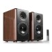Edifier S2000MKIII Hi-Res Audio Active 2.0 Bluetooth Bookshelf Speaker Set, Brown - Side view, no grilles