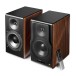 Edifier S3000MKII 2.0 Hi-Res Wireless Bluetooth Bookshelf Speaker Set, Brown - High angle, tilted