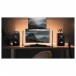 Edifier S3000MKII 2.0 Hi-Res Wireless Bluetooth Bookshelf Speaker Set, Brown - Lifestyle Image, desktop PC setup