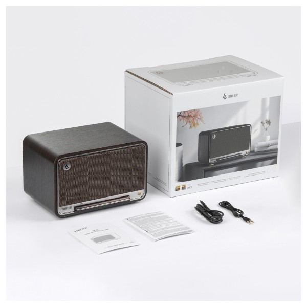 Edifier D32 Tabletop Bluetooth Hi-Res Speaker with Built-in Battery, Black Walnut - Accessories, what's in the box?