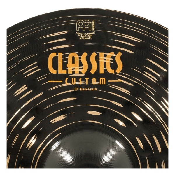 Meinl Classics Custom Dark 18' Crash Cymbal & Gear4music Boom Arm Stand, Black