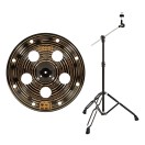 Meinl 18" Classics Custom Dark Trash China Cymbal & Gear4music Boom Arm Stand, Black