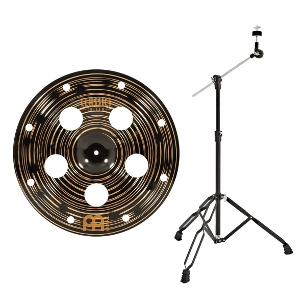 Meinl 18" Classics Custom Dark Trash China Cymbal & Gear4music Boom Arm Stand, Black