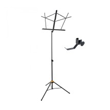 Hercules BS020BB Compact Music Stand and HA700 Headphone and Guitar Strap Holder