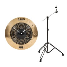 Meinl Classics Custom Dual 16'' Crash Cymbal & Gear4music Boom Arm Stand, Black