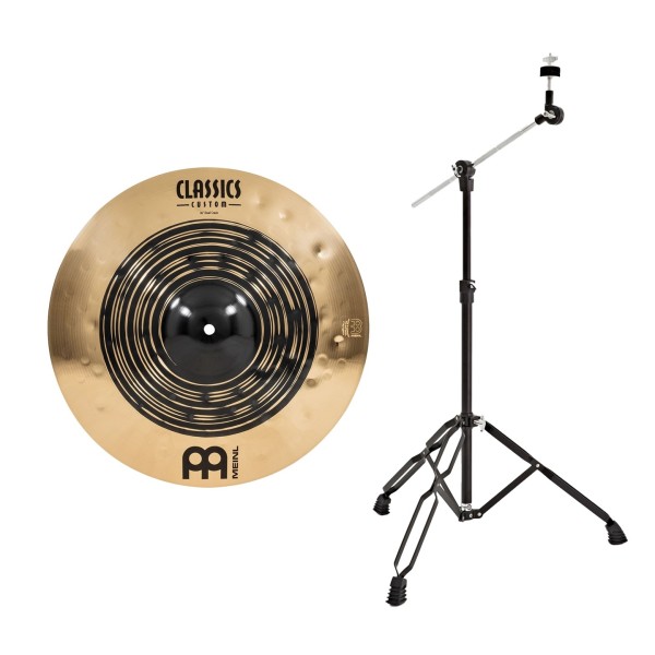 Meinl Classics Custom Dual 16'' Crash Cymbal & Gear4music Boom Arm Stand, Black