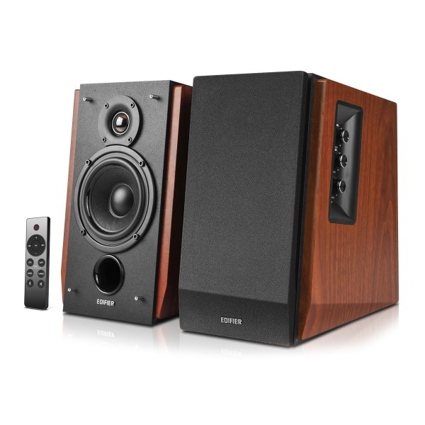 Edifier R1700BTS Active 2.0 Bluetooth Bookshelf Speaker Set, Brown - front image