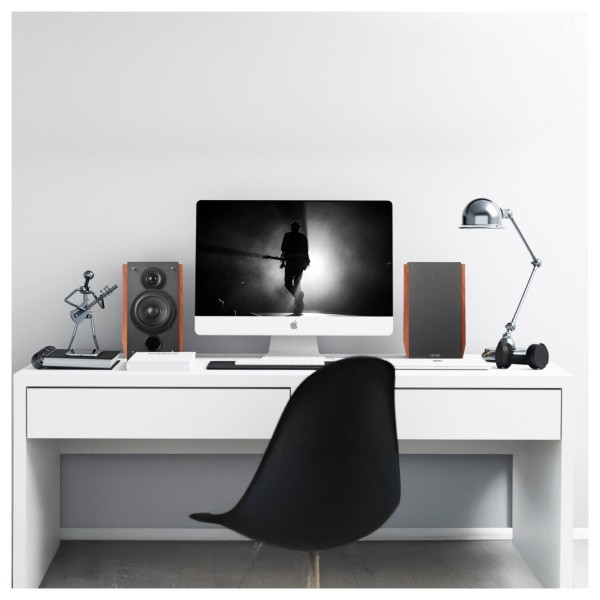 Edifier R1700BTS Active 2.0 Bluetooth Bookshelf Speaker Set, Brown - lifestyle 1 