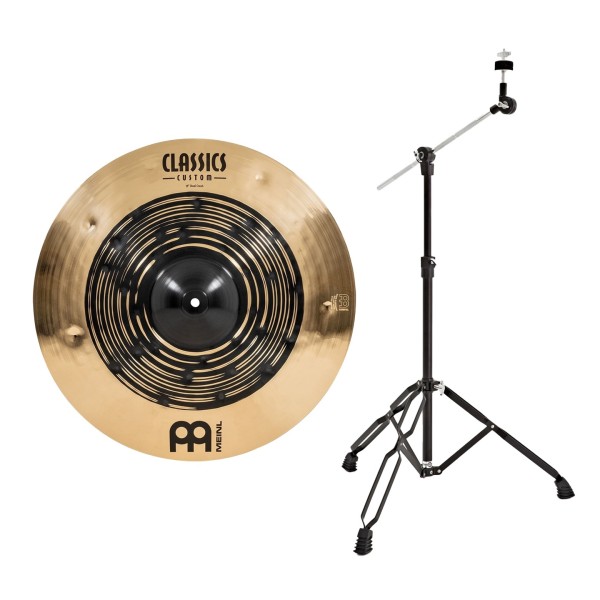 Meinl Classics Custom Dual 19'' Crash Cymbal & Gear4music Boom Arm Stand, Black