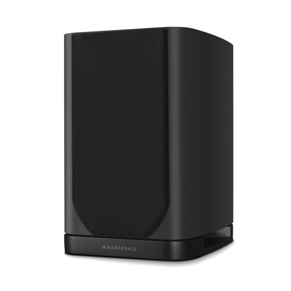 Wharfedale EVO 5.1 Bookshelf Speakers (Pairs), Black - Right side view, grille attached