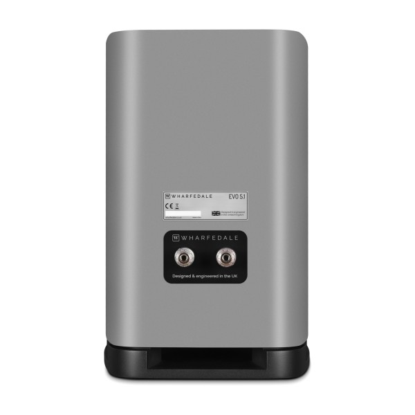 Wharfedale EVO 5.1 Bookshelf Speakers (Pair), Lunar Grey - Rear view and terminals