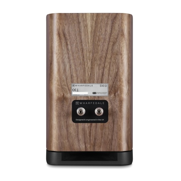 Wharfedale EVO 5.1 Bookshelf Speakers (Pair), Walnut - Rear view and terminals