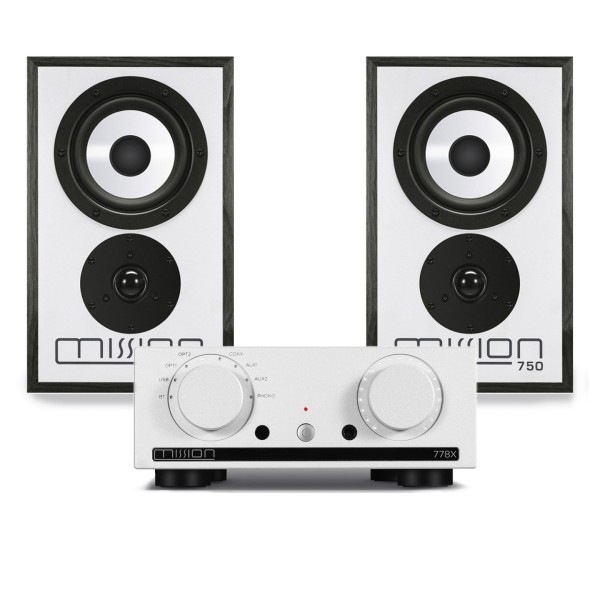 Mission 778x Integrated Amplifier with 750 Bookshelf Speakers, Silver/Black - main bom img 