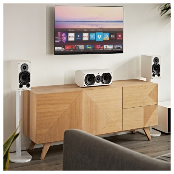 Wharfedale Diamond 9.1 Bookshelf Speakers (Pair), White - lifestyel 2 