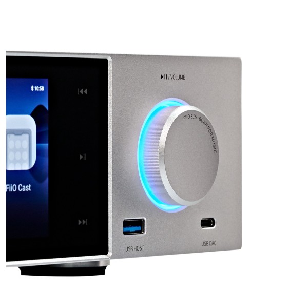 FiiO S15 Audio Streamer Silver - front detail