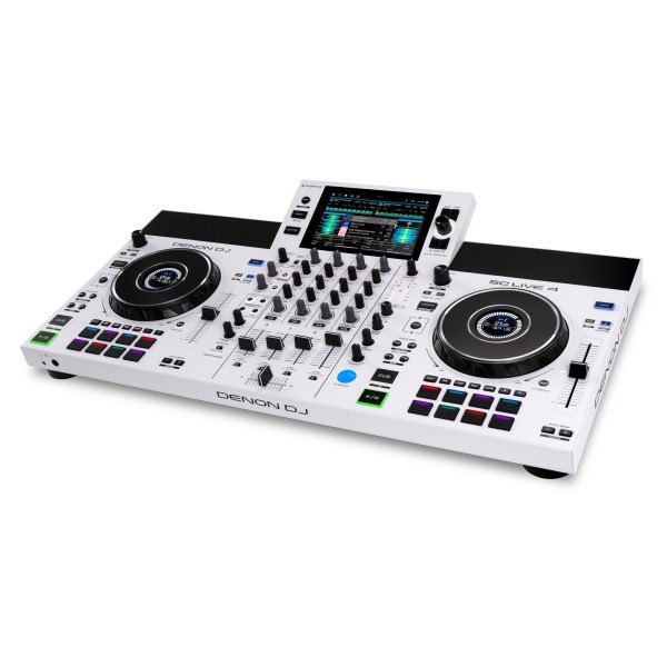 Denon DJ SC Live 4 DJ Controller, White - Angled