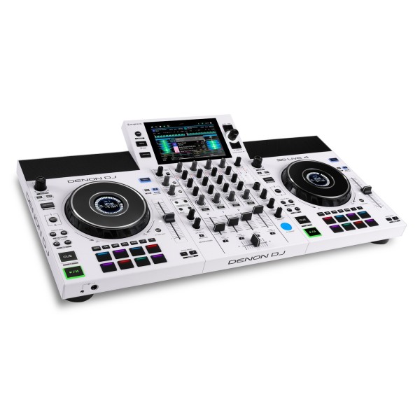 Denon DJ SC Live 4 Standalone DJ Controller, White - Angled 2