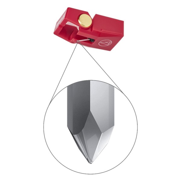 Audio Technica AT-VMN40xML Replacement Stylus - Zoom in, microlinear stylust tip