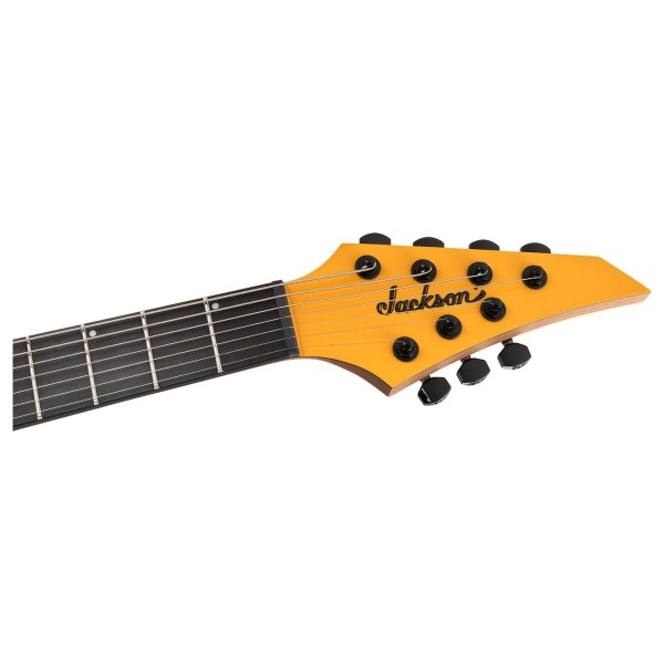 Jackson Pro Series Signature Misha Mansoor Juggernaut HT7, Ebony Fingerboard, Signal Yellow - headstock 