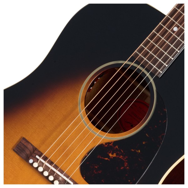 Epiphone 1942 Banner J-45 Reissue, Vintage Sunburst - soundhole 