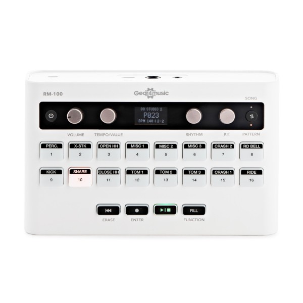 RM-100 Rhythm & Drum Machine by Gear4music, White