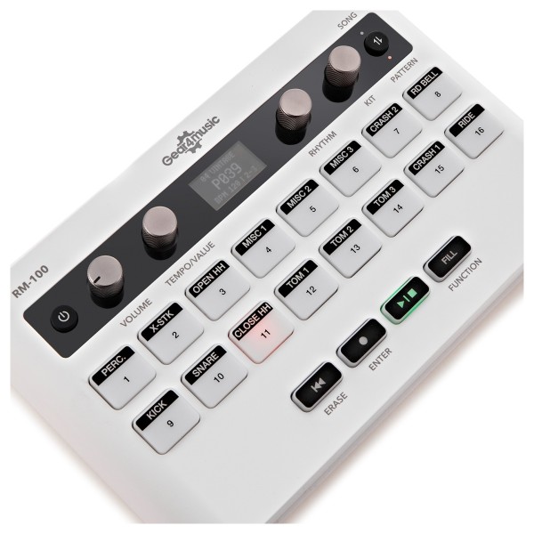 RM-100 Rhythm & Drum Machine by Gear4music, White